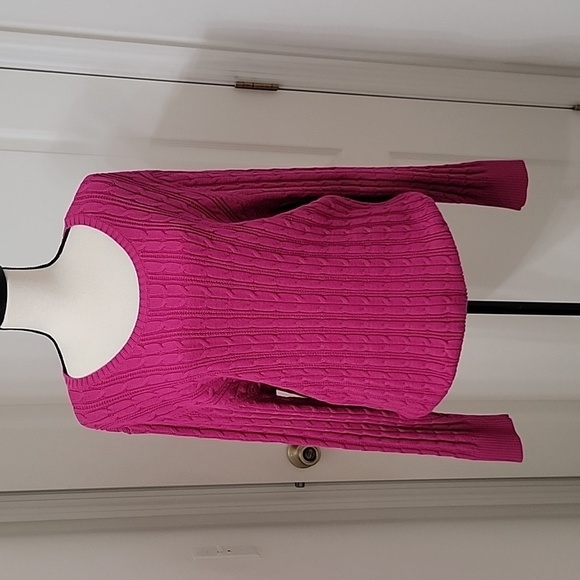 St. John's Bay Size 2X Magenta Long Sleeve Cable Knit Sweater, Gently Used Cond. - Picture 6 of 11